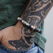 Bracciale Maschile con Nomi con Albero Genealogico e Pietre di Diaspro di Picasso