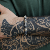 Family Tree Men Name Bracelet with Picasso Jasper Stones