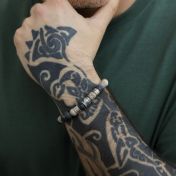 Bracciale Maschile con Nomi con Albero Genealogico e Pietre di Diaspro di Picasso