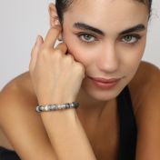 Bracelet Arbre Familial Jaspe Picasso avec Prénom [Argent 925]