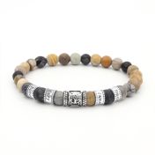 Bracelet Arbre Familial Jaspe Picasso avec Prénom [Argent 925]