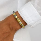 Bracelet Prénom Arbre Familial Jaspe Picasso - Plaqué Or 18ct