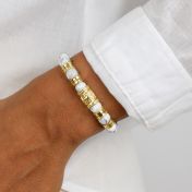 Family Tree Women Name Bracelet With Howlite Stones [18K Gold Plated]