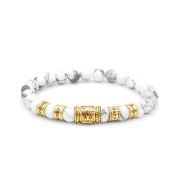 Family Tree Women Name Bracelet With Howlite Stones [18K Gold Plated]
