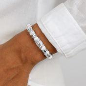 Family Tree Women Name Bracelet With Howlite Stones [Silver]