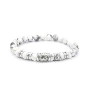 Family Tree Women Name Bracelet With Howlite Stones [Silver]