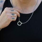 Collana con Nome del Padre con Catena a Forma di Cerchio Grande - Argento 925