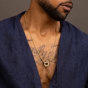 Father's Circle Box Chain Name Necklace - 18K Gold Vermeil