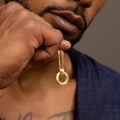 Father's Circle Box Chain Name Necklace - 18K Gold Vermeil