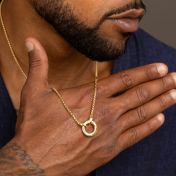 Father's Circle Box Chain Name Necklace - 18K Gold Vermeil