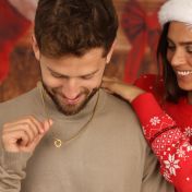 Father's Circle Box Chain Name Necklace - 18K Gold Plated