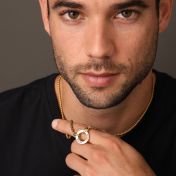 Father's Circle Box Chain Name Necklace - 18K Gold Plated