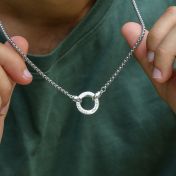 Collar Personalizado de Cadena de Caja Círculo de Padre para Hombres - Plata de Ley