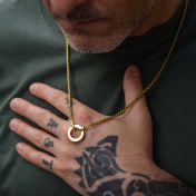 Father's Circle Box Chain Name Necklace for Men 