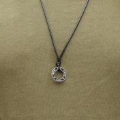 Father's Circle Name Necklace - Black Sterling Silver
