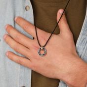 Father's Circle Name Necklace - 18K Gold Vermeil / Black Сord