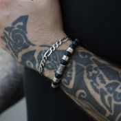 Figaro Style Curb Chain Men Bracelet [Sterling Silver]