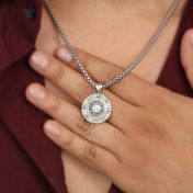 Captain's Wheel Necklace with Coordinates - Sterling Silver