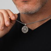 Captain's Wheel Necklace with Coordinates - Sterling Silver