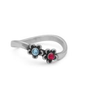 Anello Fiore con la Pietra di Nascita [Argento 925]