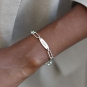 Bracelet Pétales de Fleurs avec Prénoms [Chaîne à Trombones / Argent 925]