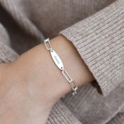 Bracelet Pétales de Fleurs avec Prénoms [Chaîne à Trombones / Argent 925]