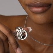 Diamond Blossom Photo Necklace [Sterling Silver]