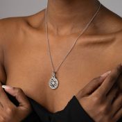 Diamond Blossom Photo Necklace [Sterling Silver]