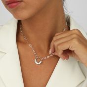 Collana Personalizzabile Amy con Cerchio e Catena a Maglie [Argento 925]