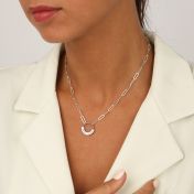 Collana Personalizzabile Amy con Cerchio e Catena a Maglie [Argento 925]