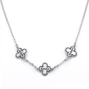 Personalized Four Leaf Clover Necklace [Sterling Silver]