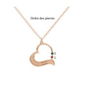 Collier du Coeur Résilient avec Pierre de Naissance et Noms [Plaqué Or Rose 18ct]
