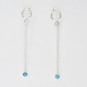 Personal Gem Earrings - with Aquamarine Stone [Sterling Silver]