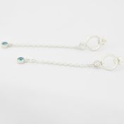 Personal Gem Earrings - with Aquamarine Stone [Sterling Silver]
