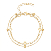 Layered Clover Chain Bracelet [Gold Plated]