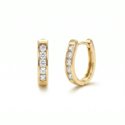 Half Eternity Hoop Crystal Earrings [Gold Plated]