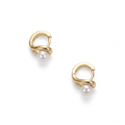Fluid Pearl Huggie Earrings [Gold Plated]