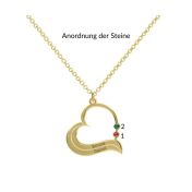 Starkes Herz Namens- und Geburtssteinkette [750er vergoldet] 