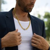 Two-Tone Cuban Link Chain For Men - Silver Nano Bible