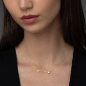 Helena Zodiac Necklace with 0.3 ct Diamond [14 Karat Gold]