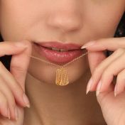 Gegraveerde Ketting met Kleine Kaart Hanger [18K Goud Verguld]