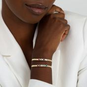 Herringbone Birthstone Bracelet [18K Gold Plated]