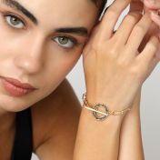 Family Journey Link Chain Name Bracelet - Dark Circle [18K Gold Plated]