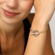 Family Journey Link Chain Name Bracelet - Dark Circle [18K Gold Plated]