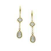 Green Amethyst Droplet Earrings [18K Gold]