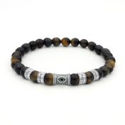 Green Tiger Evil Eye Men Name Bracelet - Stretchy Bracelet
