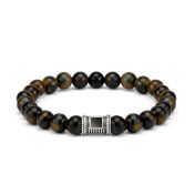 Green Tiger Eye Men Bracelet with Nano Bible [Sterling Silver]