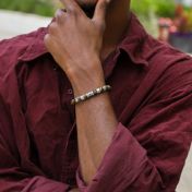 Groene Tijgeroog Hamsa Heren Armband met Naam