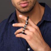 Bracelet Œil-de-tigre Vert avec Nano Bible pour Homme - Argent 925