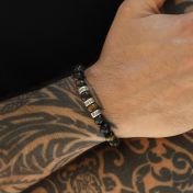 Bracelet Œil de Tigre Vert avec Prénoms pour Homme